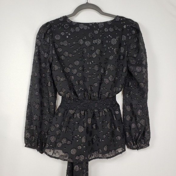 NEW- J Crew Chiffon top with black Metallic dots - Picture 4 of 6